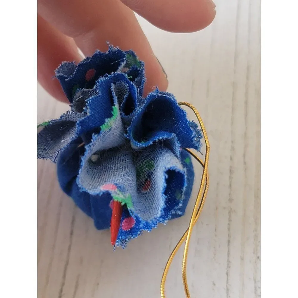 Mini blue flower Santa gift‎ bag ornament Xmas decor